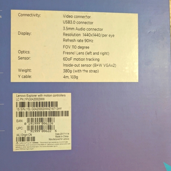 Lenovo Explorer Virtual Reality Interactive Goggles & Remote Controls. - Picture 6 of 7